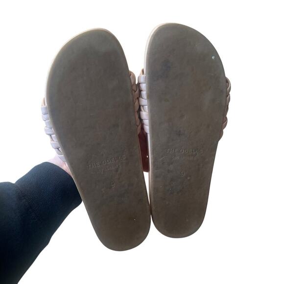 The Odells Braided Woven Tan Leather Slides Sandal 9 Los Angeles Rubber Outsole - Picture 9 of 9